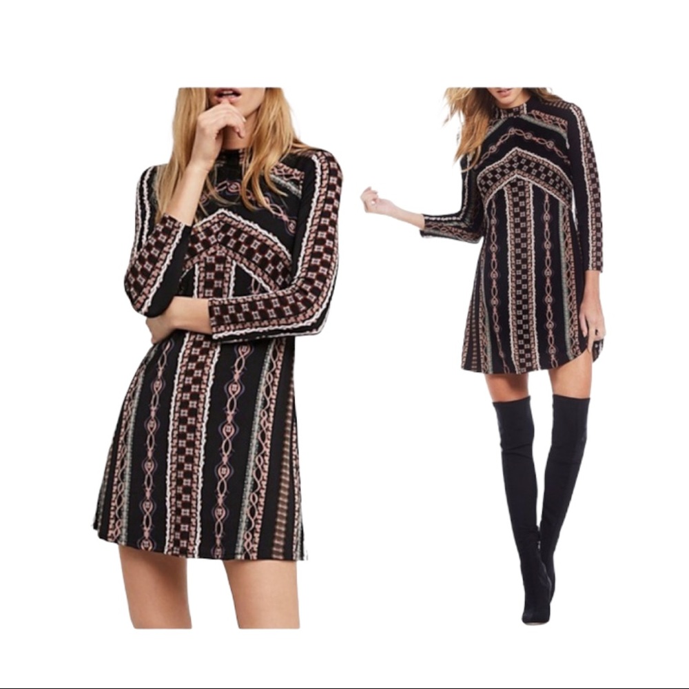 Free People Stella Mock Neck Long Sleeve Mini Dress